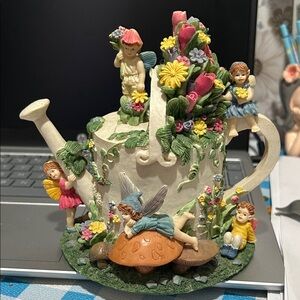 Whimsical Fairy Garden Ceramic Teapot
